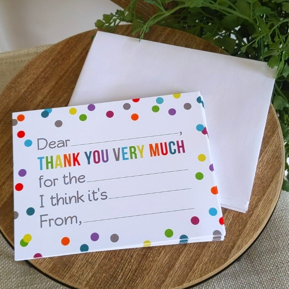 Fill in the Blank Thank You Note Cards